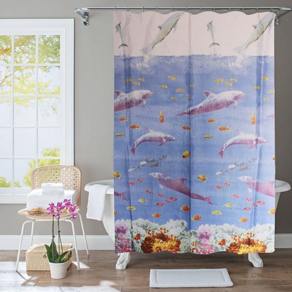 Polyester Shower Curtain Dolphins