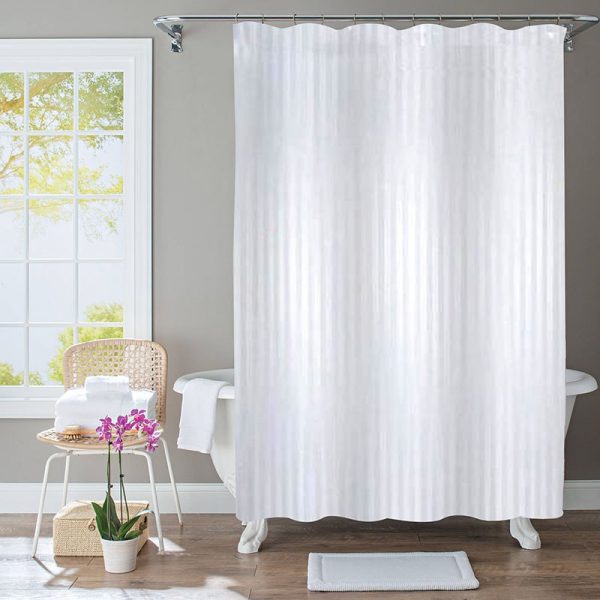 Polyester Shower Curtain Stripe White