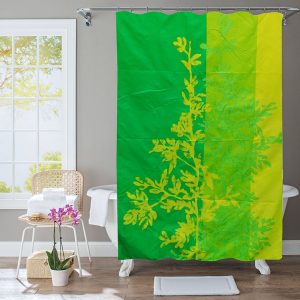 Polyester Shower Curtain Green Leaves