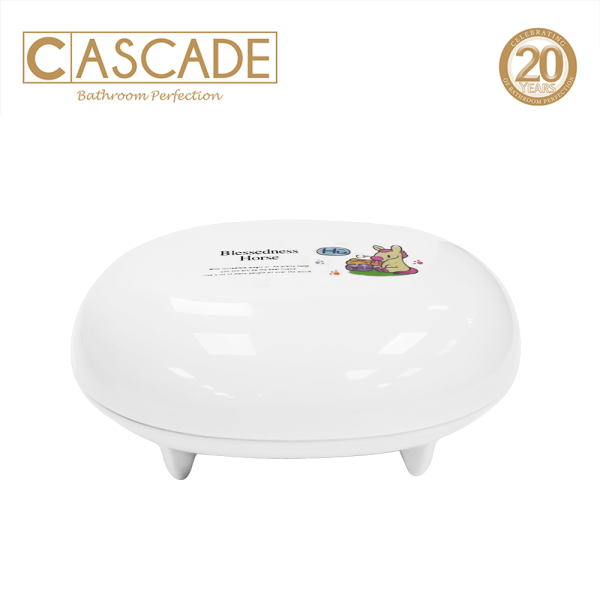 Cascade Oval Soap Case with Lid -White