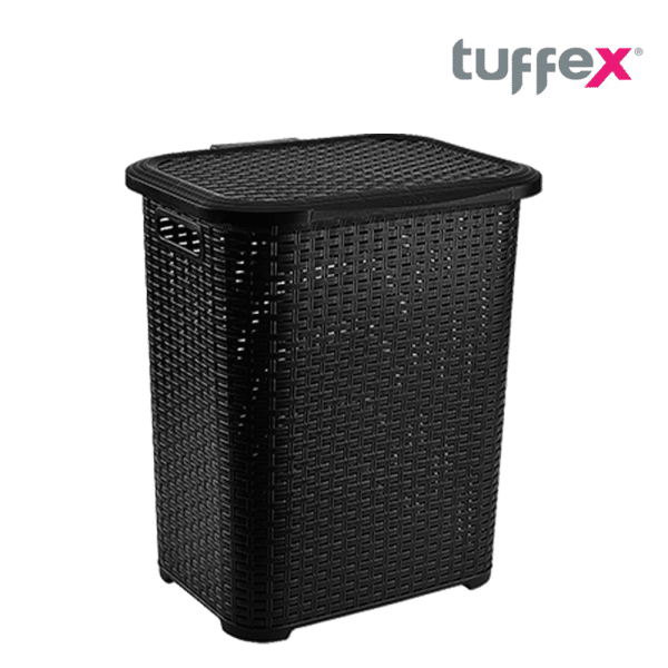 Cascade Rattan Eco Big Laundry Basket 63 Liters Brown, Grey, & Black