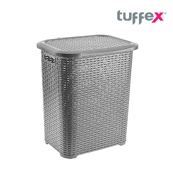 Cascade Rattan Small Laundry Basket 45 Liters Brown, Grey, & Black - Image 3