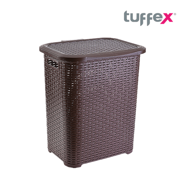 Cascade Rattan Small Laundry Basket 45 Liters Brown, Grey, & Black - Image 2