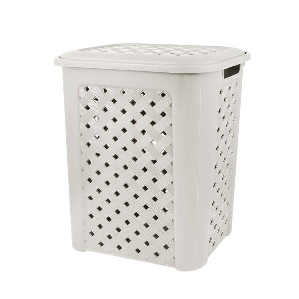 Cascade Large Weave Laundry Hamper with Lid 50 Liters