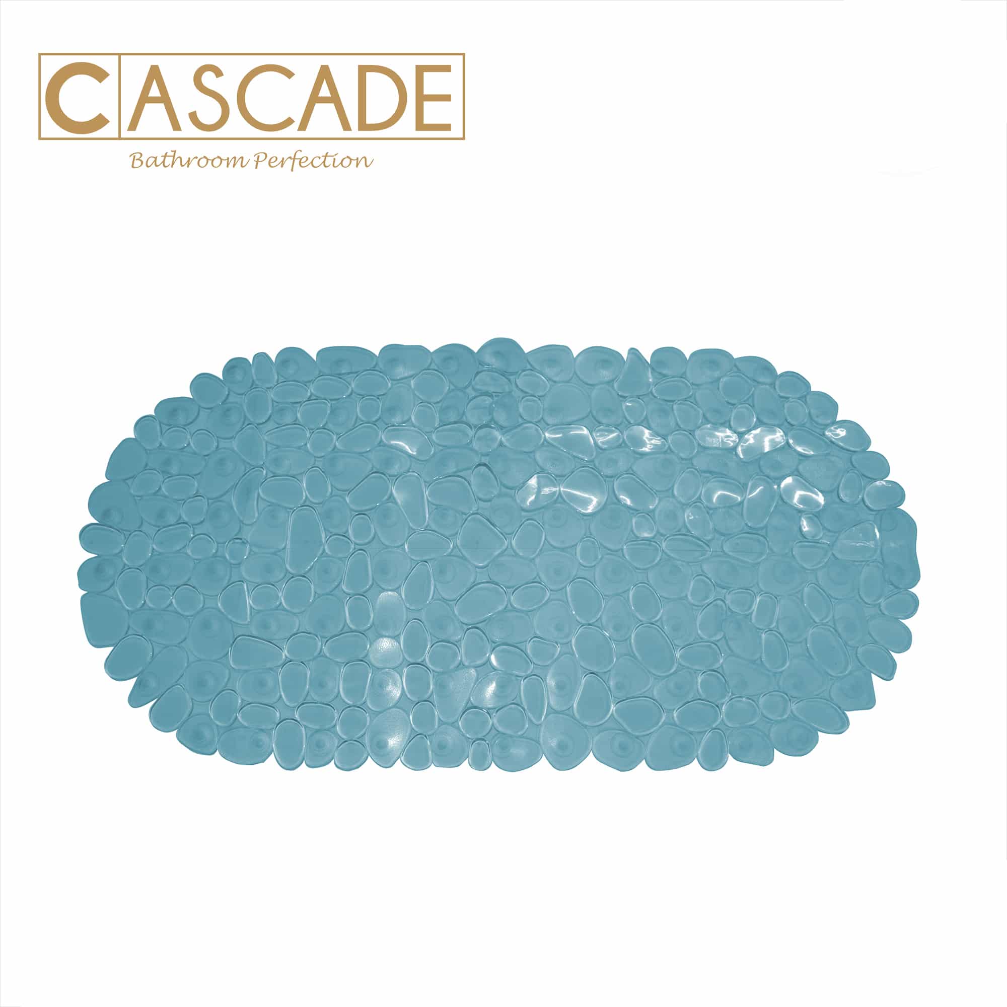 CASCADE PEBBLE OVAL BATH MAT 69X36CM (BLUE)