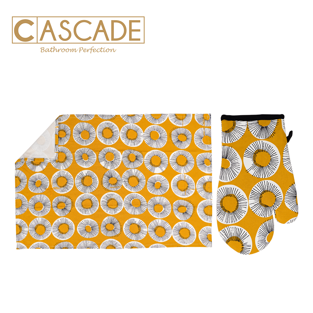 CASCADE 2 PIECE KITCHEN TOWEL AND MITTEN SET-ASSTD