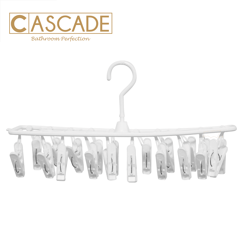 CASCADE RECTANGULAR HANGER WITH 20 CLIPS GC-3239G WHT