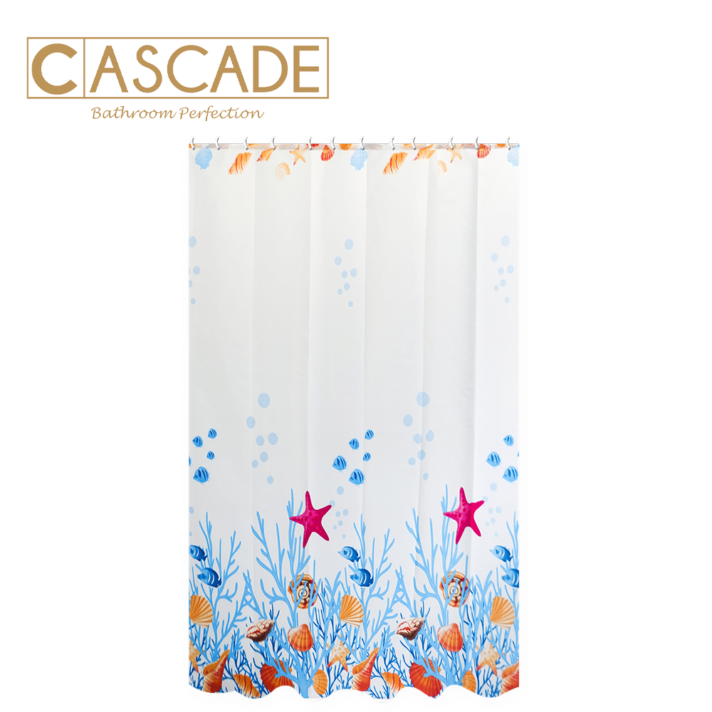 CASCADE POLYESTER SHOWER CURTAIN CORALS