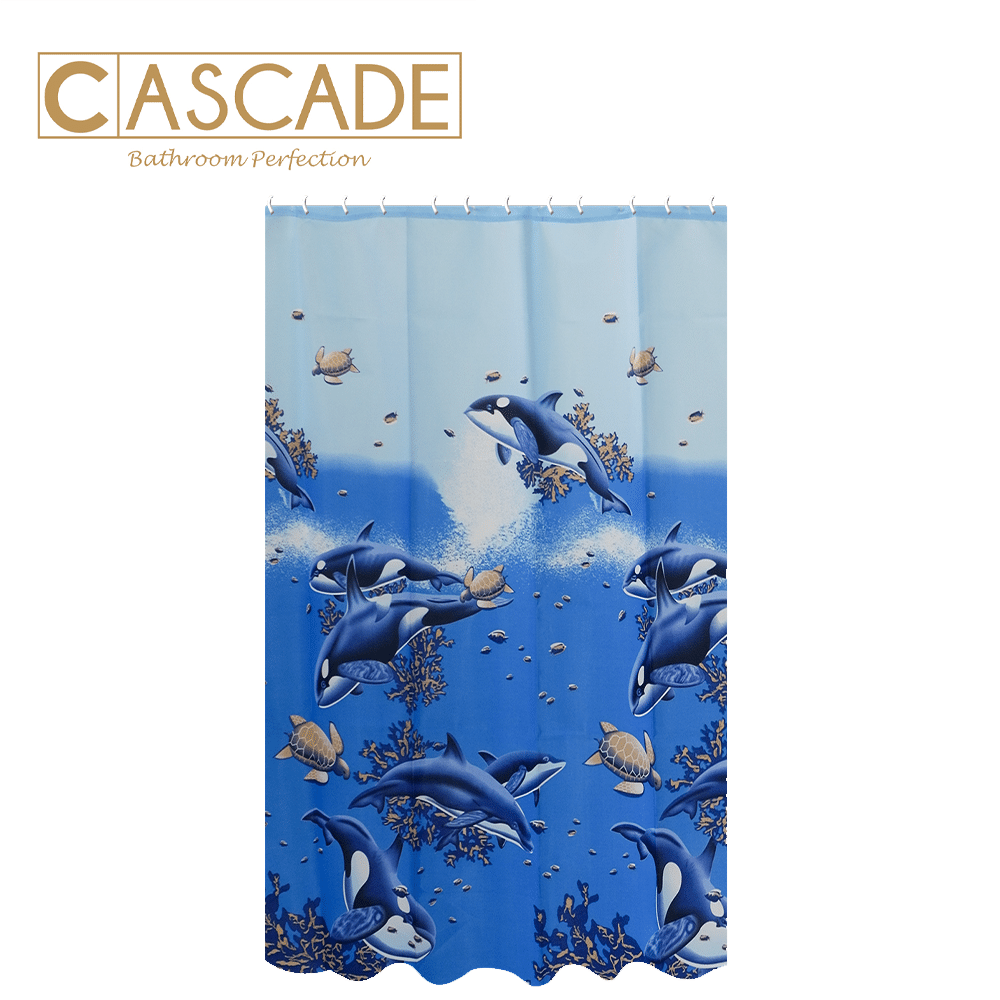 CASCADE POLYESTER SHOWER CURTAIN DOLPHIN