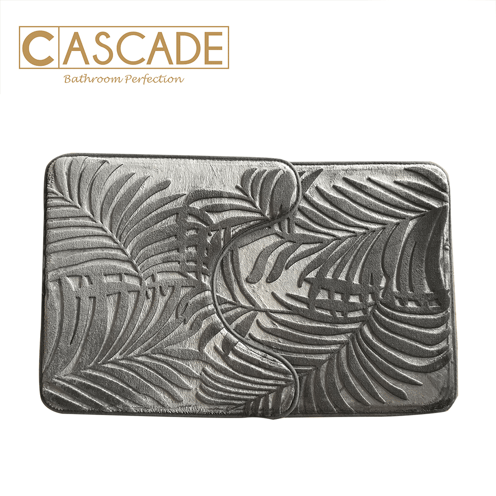 CASCADE 2PIECE BATH MAT SET W/ MEMORY FOAM-DARK GREY