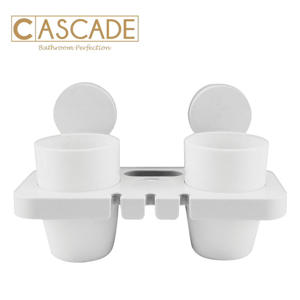 CASCADE SUCTION CUP&TBRUSH HLDR WHT