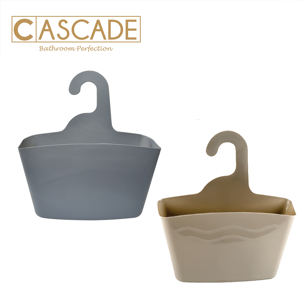 CASCADE PLASTIC HANGER BASKET BEIGE/GRAY LARGE
