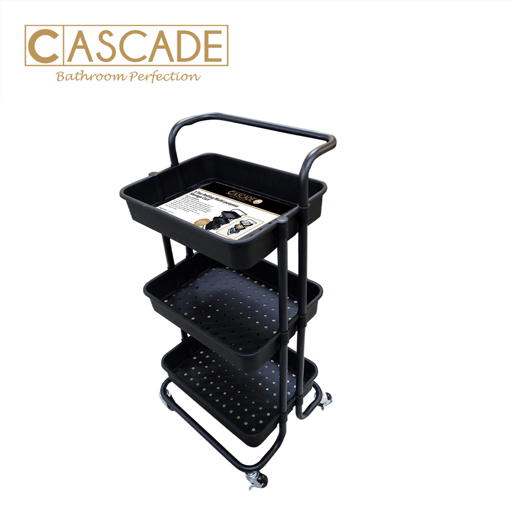 CASCADE 3 TIER ROLLING MULTI-PURPOSE STORAGE CART/BLACK