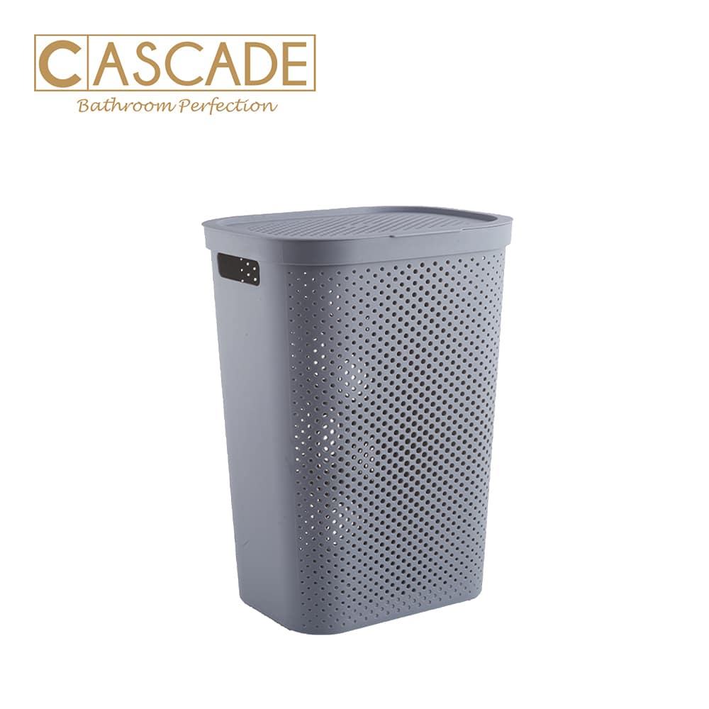 CASCADE LARGE LAUNDRY HAMPER W/ LID-GRAY