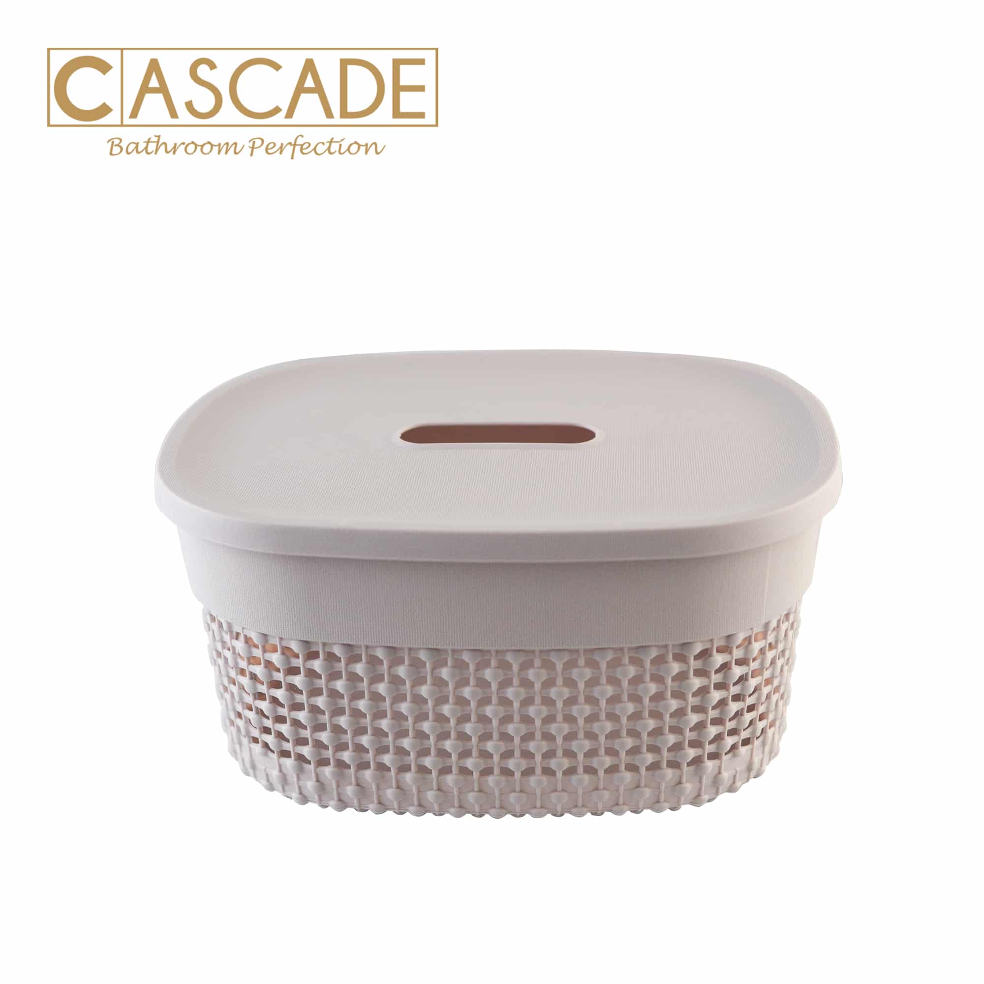 CASCADE MINI WEAVE BASKET W/ LID-LIGHT BROWN