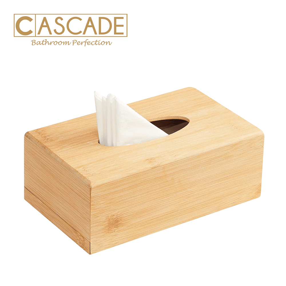 CASCADE RECTANGULAR BAMBOO TISSUE HOLDER