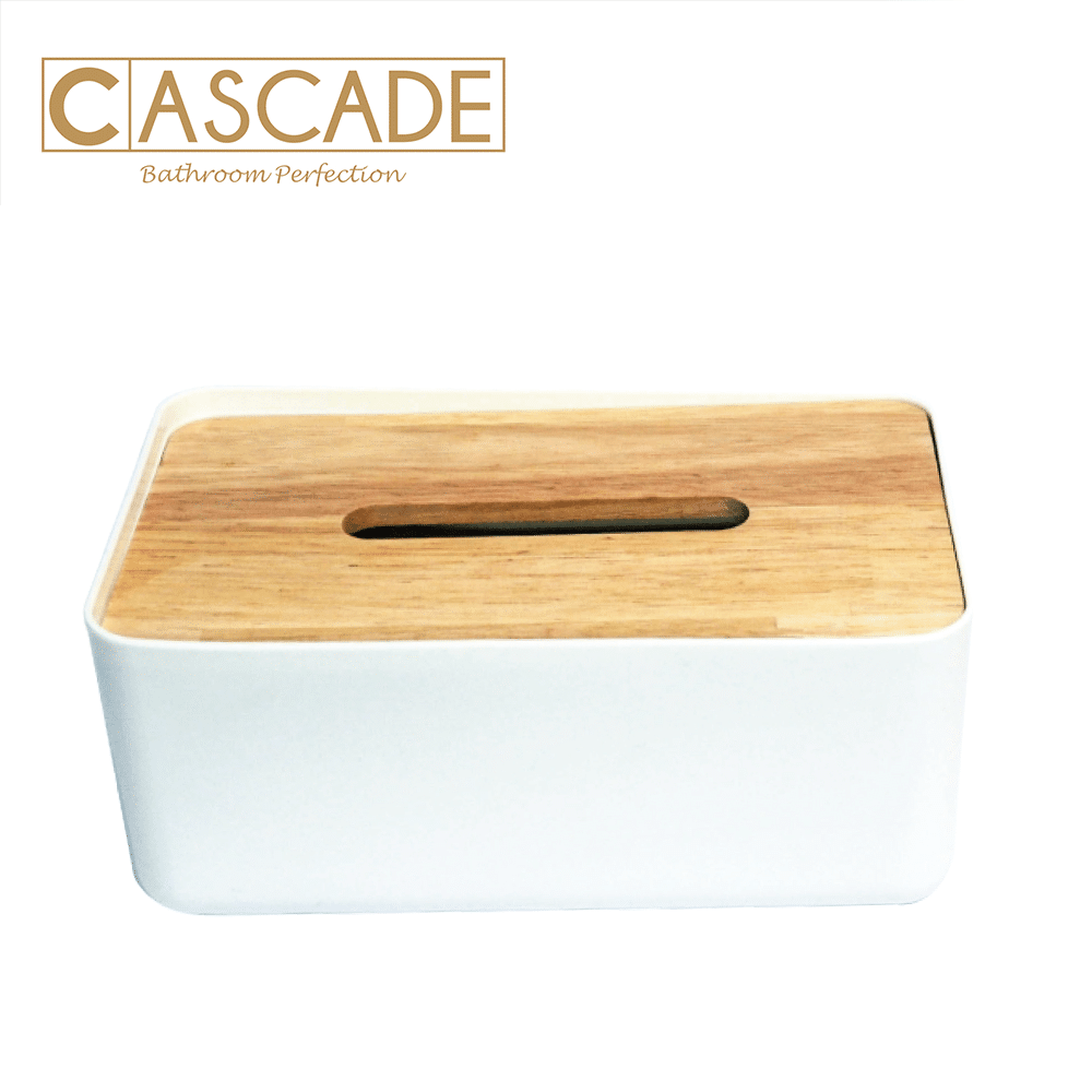CASCADE RECTANGULAR TISSUE BOX WITH WOODEN LID