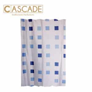 CASCADE POLYESTER SHOWER CURTAIN BLUE SQUARES