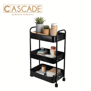 CASCADE 3 TIER MULTI-PURPOSE METAL TROLLEY-BLACK