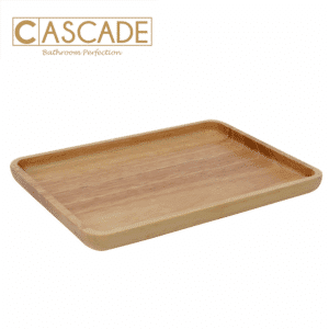 CASCADE WOODEN RECTANGULAR BATHROOM ORGANIZING TRAY