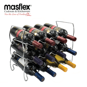Masflex Chrome Plated 3 Tier Wave Wine Rack (Detachable)